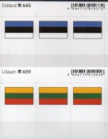 2x3 In Farbe Flaggen-Sticker Estland+Litauen 7€ Kennzeichnung Alben Karten Sammlung LINDNER 645+659 Flag Eesti LITHUANIA - Cartes De Classement