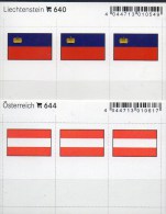 2x3 In Farbe Flaggen-Sticker Österreich+Liechtenstein 7€ Kennzeichnung Alben Karten Sammlung LINDNER 640+644 FL AUSTRIA - Approval (stock) Cards