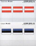 2x3 In Farbe Flaggen-Sticker Österreich+Estland 7€ Kennzeichnung Alben Karte Sammlung LINDNER 644+645 Flag Eesti AUSTRIA - Approval (stock) Cards