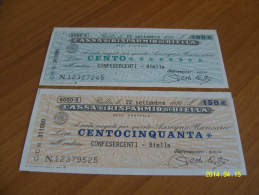 MINIASSEGNI SERIE CASSA DI RISPARMIO DI  BIELLA  FDS  CONFESERCENTI - BIELLA   22/SETTEMBRE/1976 - [10] Checks And Mini-checks