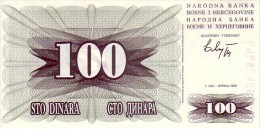 BOSNIE-HERZEGOVINE   100  Dinara  Emission Du 01-07-1992  Pick 13 A      ***** BILLET  NEUF ***** - Bosnie-Herzegovine
