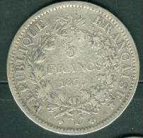 Argent Silver Piece 5 Francs Hercule - 1875 K   - Pic2603 - Sonstige & Ohne Zuordnung