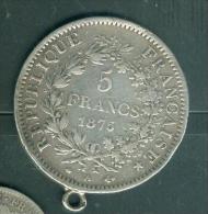 Piece 5F 1875 A   Hercule  En Argent (silver)   - Pic2604 - Autres & Non Classés