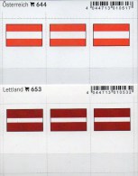2x3 In Farbe Flaggen-Sticker Österreich+Lettland 7€ Kennzeichnung Alben Karten Sammlungen LINDNER 644+653 Austria LATVIA - Cartoncini A Listelli