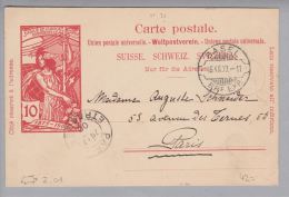 Heimat Rasierklingen-O Basel #2.01 1900-12-16 Auf UPU-GS 10Rp. Nach Paris - Storia Postale