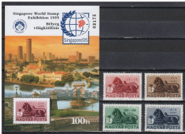 Hungary 1995. Singapore Very Nice Commemorative Sheet + Orginal Set From 1946. Special Catalogue Number: 1995/5 - Feuillets Souvenir