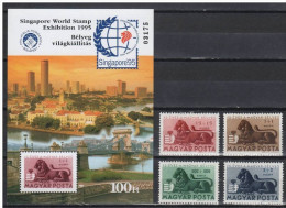 Hungary 1995. Singapore Very Nice Commemorative Sheet + Orginal Set From 1946. Special Catalogue Number: 1995/5 - Hojas Conmemorativas