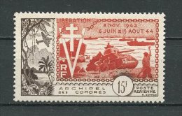 COMORES 1954 PA N° 4 ** Neuf MNH TTB  C 48 € Libération Char Bateaux Boats Ships - Nuovi