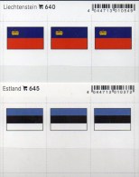 2x3 In Farbe Flaggen-Sticker Liechtenstein+Estland 7€ Kennzeichnung Alben Karten Sammlung LINDNER 640+645 Flags FL Eesti - Klasseerkaarten