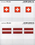 2x3 In Farbe Flaggen-Sticker Lettland+Schweiz 7€ Kennzeichnung Alben Karte Sammlung LINDNER 646+653 Flag LATVIA Helvetia - Klasseerkaarten