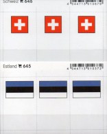 2x3 In Farbe Flaggen-Sticker Estland+Schweiz 7€ Kennzeichnung Alben Karten Sammlung LINDNER 645+646 Flags Helvetia EESTI - Approval (stock) Cards