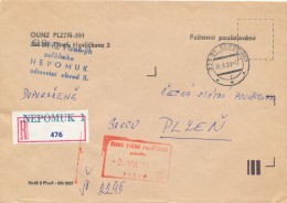 I2510 - Czechoslovakia (1989) 335 01 Nepomuk 1 (provisory Label On Registered Letters) - Brieven En Documenten