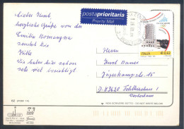 Italy 1984 Olympic Games Torino - Air Mail Postcard With Sestriere Olympic Stamp Sent To Germany - Winter 2006: Torino