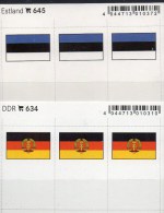 2x3 In Farbe Flaggen-Sticker Estland+DDR 7€ Kennzeichnung Von Alben Karten Sammlungen LINDNER 645+634 Flag Eesti Germany - Cartes De Classement