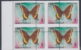 2013.137 CUBA 2013 MNH PERFORATION ERROR. MARIPOSAS , BUTTERFLIES .BLOQUE 4 . - Sin Dentar, Pruebas De Impresión Y Variedades