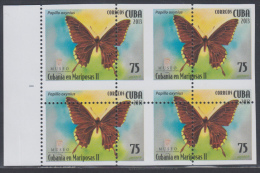 2013.138 CUBA 2013 MNH PERFORATION ERROR. MARIPOSAS , BUTTERFLIES .BLOQUE 4 . - Sin Dentar, Pruebas De Impresión Y Variedades