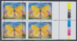 2013.142 CUBA 2013 MNH PERFORATION ERROR. MARIPOSAS , BUTTERFLIES .BLOQUE 4 . - Geschnittene, Druckproben Und Abarten