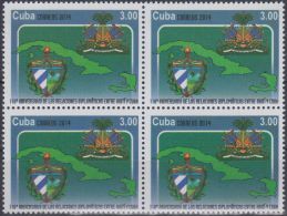 2014.14 CUBA 2014 MNH BLOQUE 4. 110 ANIVERSARIO DE LAS RELACIONES DIPLOMATICAS ENTRE CUBA-HAITI . - Neufs