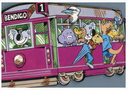 (348) Australia - VIC - Bendigo Tramway Shape Card With Animal, Koala, Kangaroo Etc - Bendigo