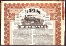 Action ILLUSTREE De FLORIDA  RAILWAY COMPANY  Coupons Janv 1913 A Juillet 1959  En L Etat - Transports