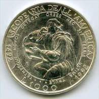 SAN MARINO 1000 Lire 1992 - KM 287 UNC From Divisionale Cristoforo Colombo - Silver Argento Argent Zilber - Saint-Marin