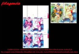 PIEZAS. CUBA. PRUEBAS DE COLOR. 2013-40 CULTURA DE CUBA & BRASIL. DANZA. BLOQUE DE CUATRO. PERFORACIÓN DESPLAZADA - Imperforates, Proofs & Errors