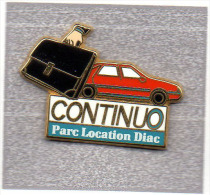 Pin´s  ARTHUS  BERTRAND, Automobile  Renault  Rouge, CONTINUO  Parc  Location  Diac - Arthus Bertrand