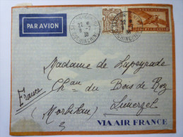 Lettre De  COCHINCHINE  à Destination De  LIMERZEL  (Morbihan)   1938 - Autres & Non Classés