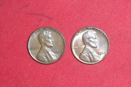 Lot De 2X  One Cents(Dates Se Suivent) /USA De 1963 TTB+ Et 1964 En TTB++ - 1909-1958: Lincoln, Wheat Ears Reverse