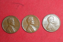 Serie De 3 Monnaies/One Cents (Suite De Date)/USA De 1967 / 1968 / 1969 TTB+. - 1909-1958: Lincoln, Wheat Ears Reverse