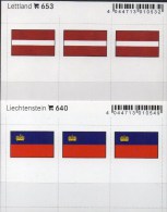 2x3 In Farbe Flaggen-Sticker Lettland+Liechtenstein 7€ Kennzeichnung Von Alben Karten Sammlung LINDNER 653+640 Latvia FL - Cartoncini A Listelli