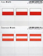 2x3 In Farbe Flaggen-Sticker Polen+Österreich 7€ Kennzeichnung Alben Karten Sammlung LINDNER 673+644 Flag Polska AUSTRIA - Approval (stock) Cards