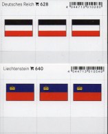 2x3 In Farbe Flaggen-Sticker Liechtenstein+DR 7€ Kennzeichnung Alben Karten Sammlungen LINDNER 628+640 Flag FL III.Reich - Approval (stock) Cards