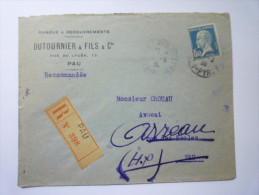 LETTRE  REC    Au Départ De  PAU  Et à Destination D'ARREAU   1930 - Cartas & Documentos