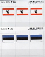 2x3 In Farbe Flaggen-Sticker Estland+Berlin 7€ Kennzeichnung Alben Karten Sammlungen LINDNER 632+645 Flags Eesti Germany - Cartes De Classement
