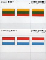 2x3 In Farbe Flaggen-Sticker Litauen+Luxemburg 7€ Kennzeichn. Alben Karten Sammlung LINDNER 654+659 Lithuiana Luxembourg - Fichas De Archivo