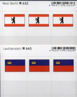 2x3 In Farbe Flaggen-Sticker Berlin+Liechtenstein 7€ Kennzeichnung Alben Karten Sammlungen LINDNER 632+640 FL Westberlin - Cartoncini A Listelli