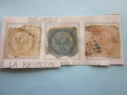 3 Timbres Des Colonies  De L' Empire Français La Réunion > 2éme Choix Sur Fragment Vendu En L'etat Voir Scanns - Oblitérés