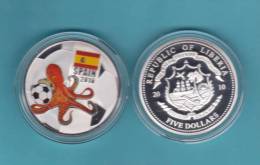 LIBERIA  5  DOLARES/DOLLARS  2.010 2010 PLATA/SILVER  PROOF  SC/UNC  "SPAIN-ESPAÑA OCTOPUS 2.010"  DL-9454 - Liberia