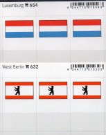 2x3 In Farbe Flaggen-Sticker Berlin+ Luxemburg 7€ Kennzeichnung Alben Karten Sammlung LINDNER 632+654 Luxembourg Germany - Cartoncini A Listelli