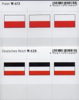 2x3 In Farbe Flaggen-Sticker Polen+Deutschland 7€ Kennzeichnung Alben Karte Sammlung LINDNER 628+673 Flag Polska Germany - Cartoncini A Listelli