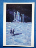 Illustration By A. Sokolov - Launching Site On The Moon - Spaceship - Cosmonauts - Russia USSR - 1973 - Unused - Raumfahrt