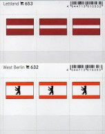 2x3 In Farbe Flaggen-Sticker Lettland+Berlin 7€ Kennzeichnung Alben Karten Sammlung LINDNER 632+653 Flags Latvia Germany - Approval (stock) Cards