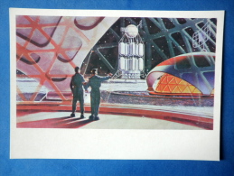 Illustration By A. Sokolov - Inside The Lunar Cosmodrome - Spaceship - Space - Russia USSR - 1973 - Unused - Raumfahrt