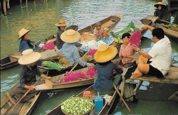 CARTE POSTALE ORIGINALE : RATCHABURI  THAILAND  DAMNOEN SADUAK FLOATING MARKET ANIMEE - Tailandia