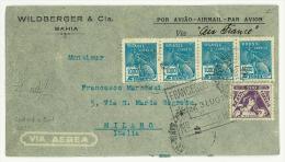 BRASILE - STORIA POSTALE - LETTERA DA BAHIA PER L´ITALIA - ANNO 1937 - VIA AEREA - Lettres & Documents