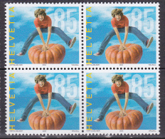 N° 1817 Programme Suisse Balance: Alimentation équilibrée Et Excercice Physique; Bloc De 4 Timbres - Nuovi