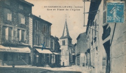 ( CPA 42 )  ST-GERMAIN-LAVAL  /  Rue Et Place De L'Église  - - Saint Germain Laval