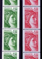2 ROULETTES SABINE 1,20 F Vert (n° 75) ET 1,40 F Rouge (n° 76) - Coil Stamps