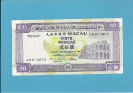 MACAO MACAU - 20 PATACAS - 1.9.1996 - P 66 - UNC. - PORTUGAL - Macao